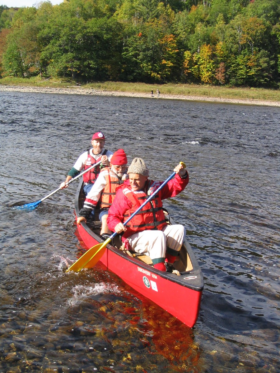 0.0 MM. Steve 'Ferryman' Longley is in the back of the canoe rowing and steering two members of our group across the Kennebec River. This is the official way to cross the Kennebec on the Appalachian Trail. Update (2014): Steve Longley has recently died but the ferry service continues. Courtesy askus3@optonline.net